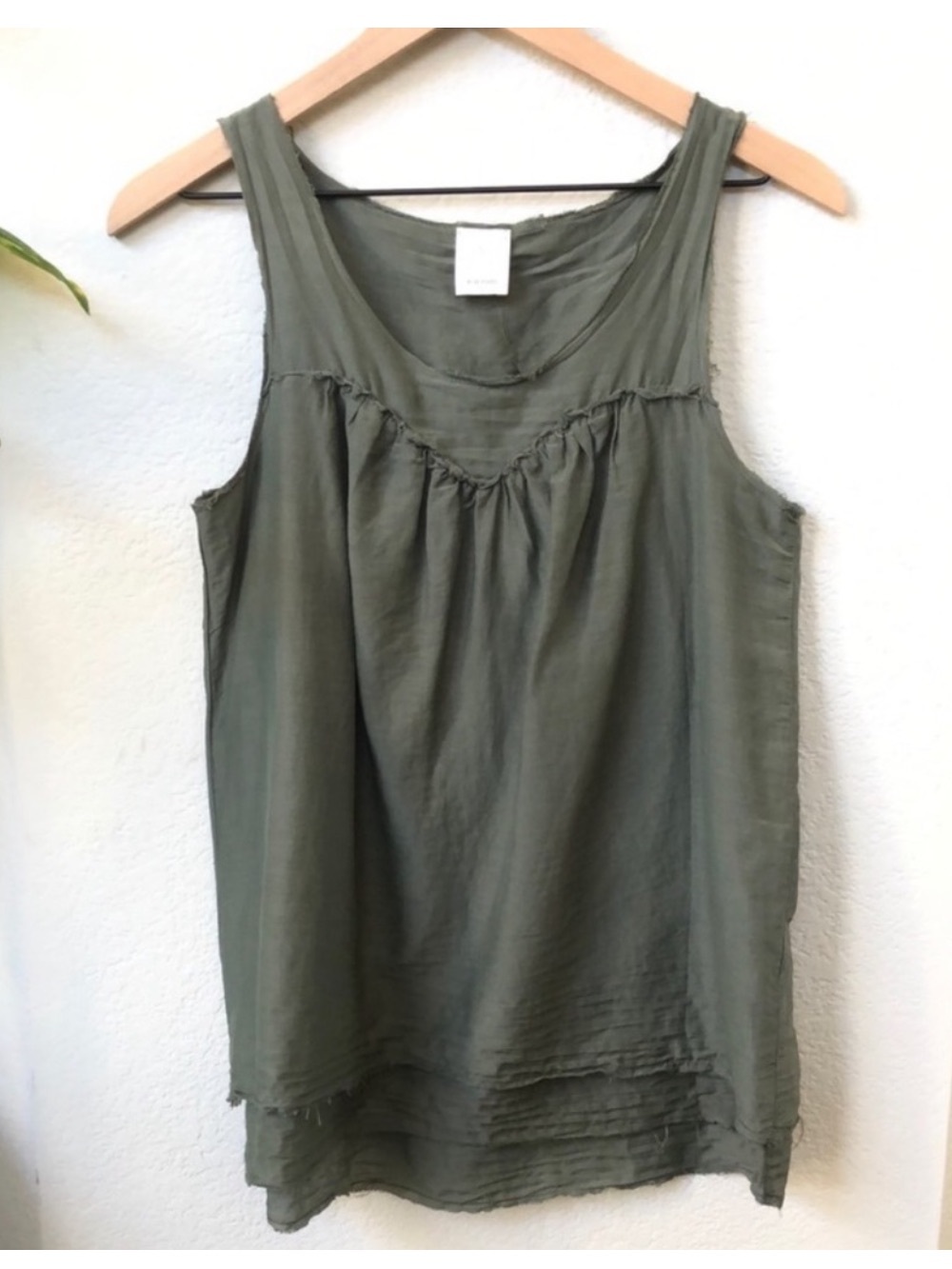 Ella Moss olive green tank sleeveless top silk blend size S